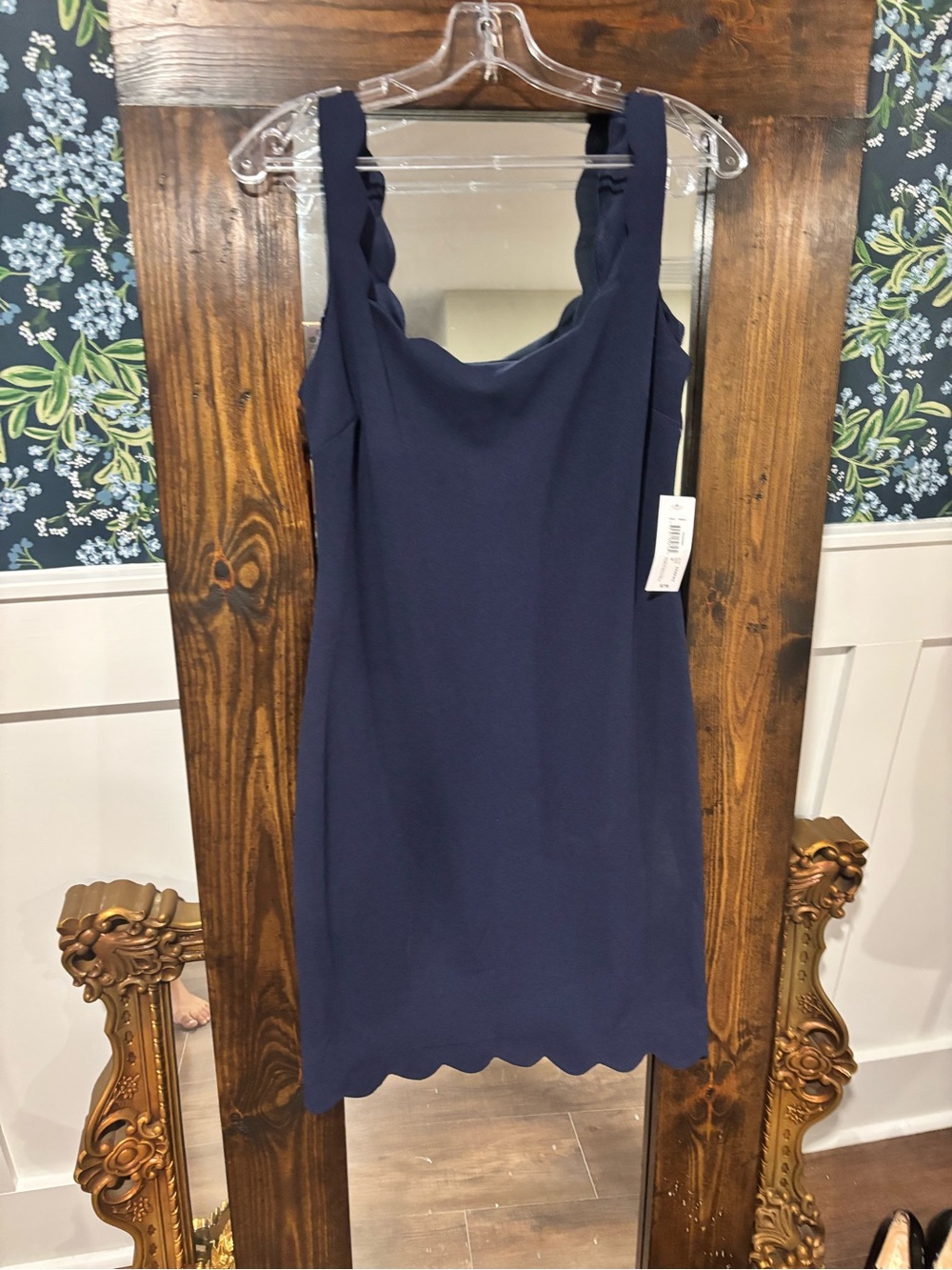 Nwt Premier Amour Size 12 Solid Navy Women’sMini Dress Body Con Scallop Neckline